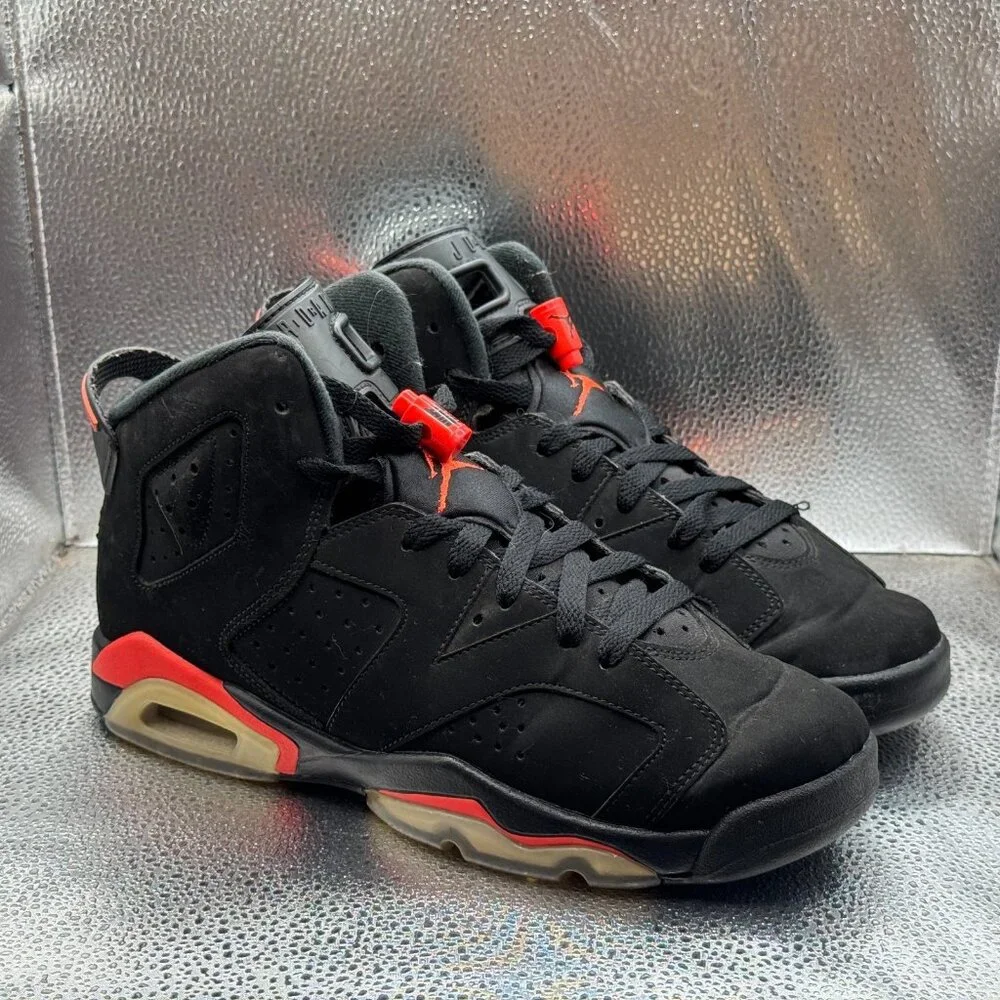 Sz 7Y‎ Nike Air Jordan 6 Mens Retro Authentic Black High Top Athletic Sneaker
